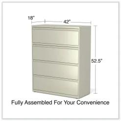 Alera 42 in. x 18.63 in. x 52.5 in. 4 Legal/Letter Size Lateral File Drawers - Putty