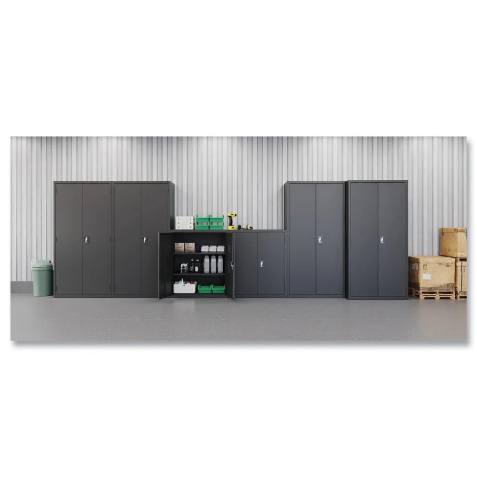 Alera 36 in. x 18 in. x 42 in. 3 Shelves Economy Assembled Storage Cabinets - Black