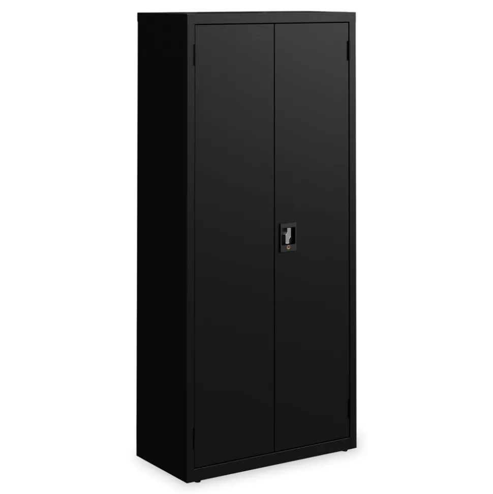 Alera 30 in. x 15 in. x 66 in. 4 Shelves Economy Assembled Storage Cabinets - Black