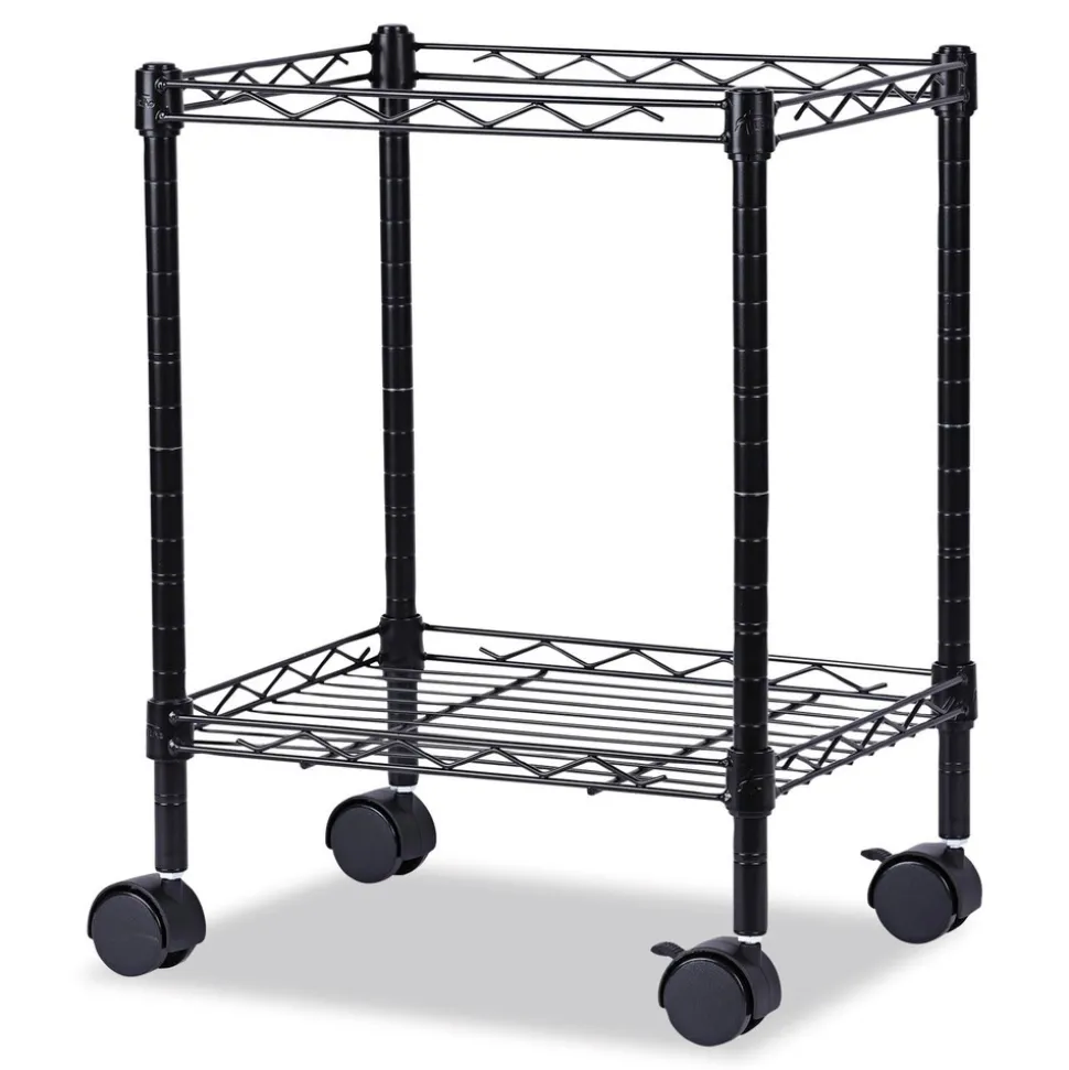 Alera 15.25 in. x 12.38 in. x 21 in. 1 Shelf 1 Bin Metal Compact File Cart for Side-to-Side Filing - Black