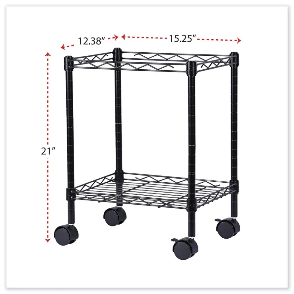 Alera 15.25 in. x 12.38 in. x 21 in. 1 Shelf 1 Bin Metal Compact File Cart for Side-to-Side Filing - Black