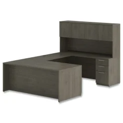 Alera 72 in. x 16 in. x 36 in. 4-Compartment Seville Hutch with Doors - Walnut