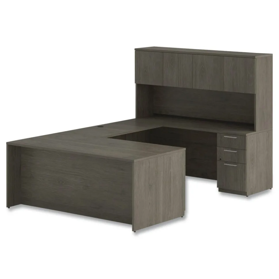 Alera 72 in. x 16 in. x 36 in. 4-Compartment Seville Hutch with Doors - Walnut