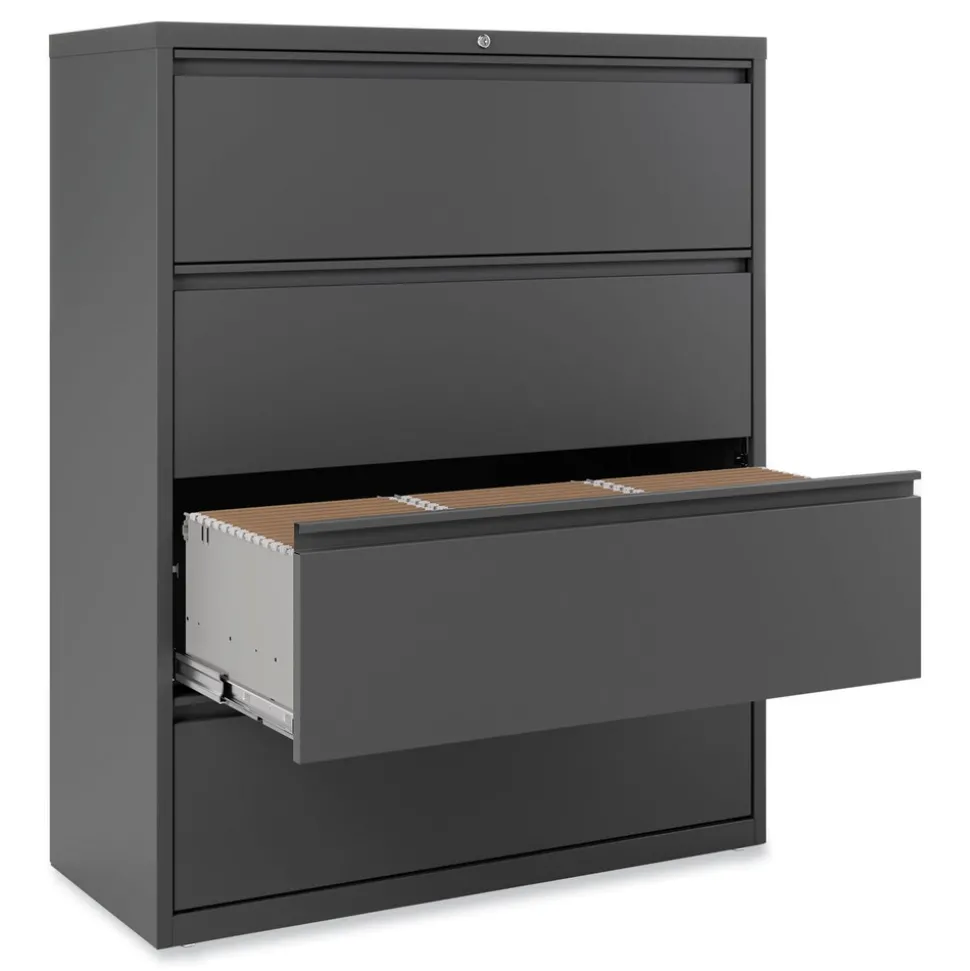 Alera 42 in. x 18.63 in. x 52.5 in. 4-Drawer Lateral File - Charcoal