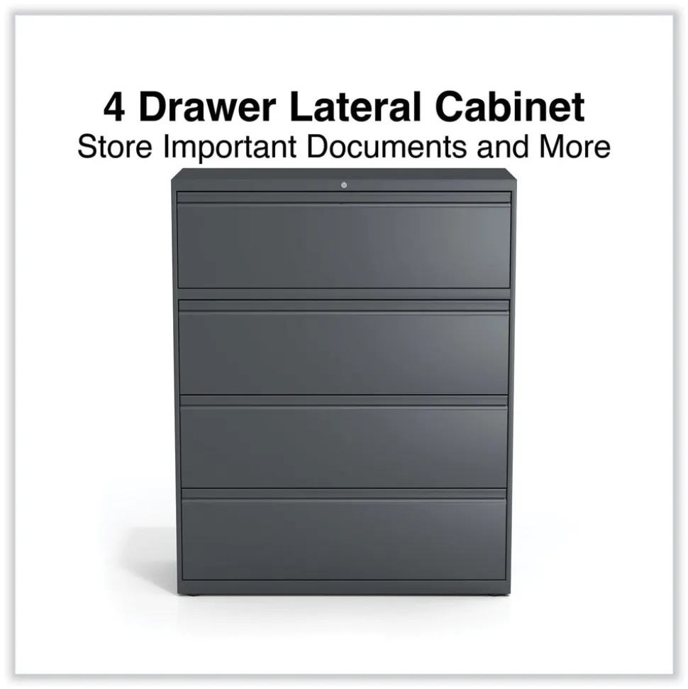 Alera 42 in. x 18.63 in. x 52.5 in. 4-Drawer Lateral File - Charcoal