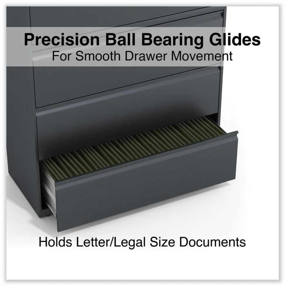 Alera 42 in. x 18.63 in. x 52.5 in. 4-Drawer Lateral File - Charcoal