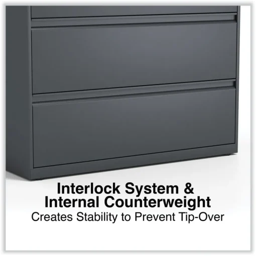 Alera 42 in. x 18.63 in. x 52.5 in. 4-Drawer Lateral File - Charcoal