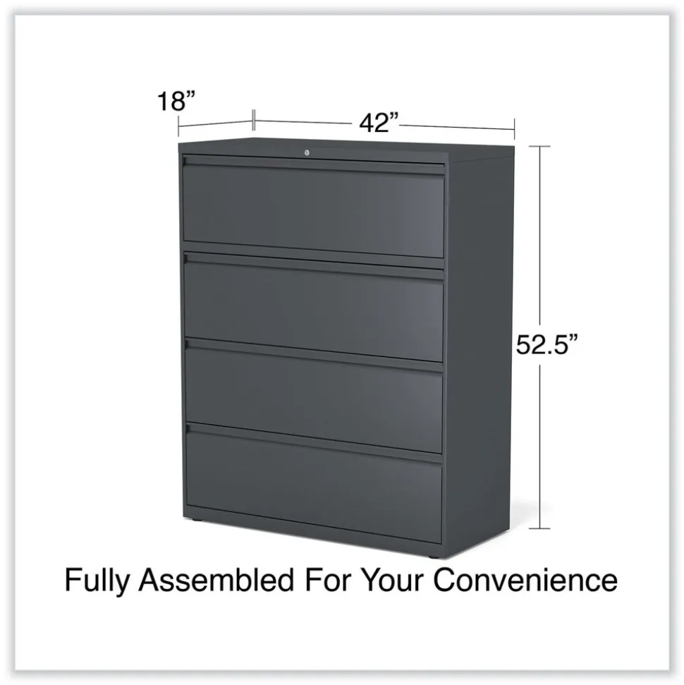 Alera 42 in. x 18.63 in. x 52.5 in. 4-Drawer Lateral File - Charcoal