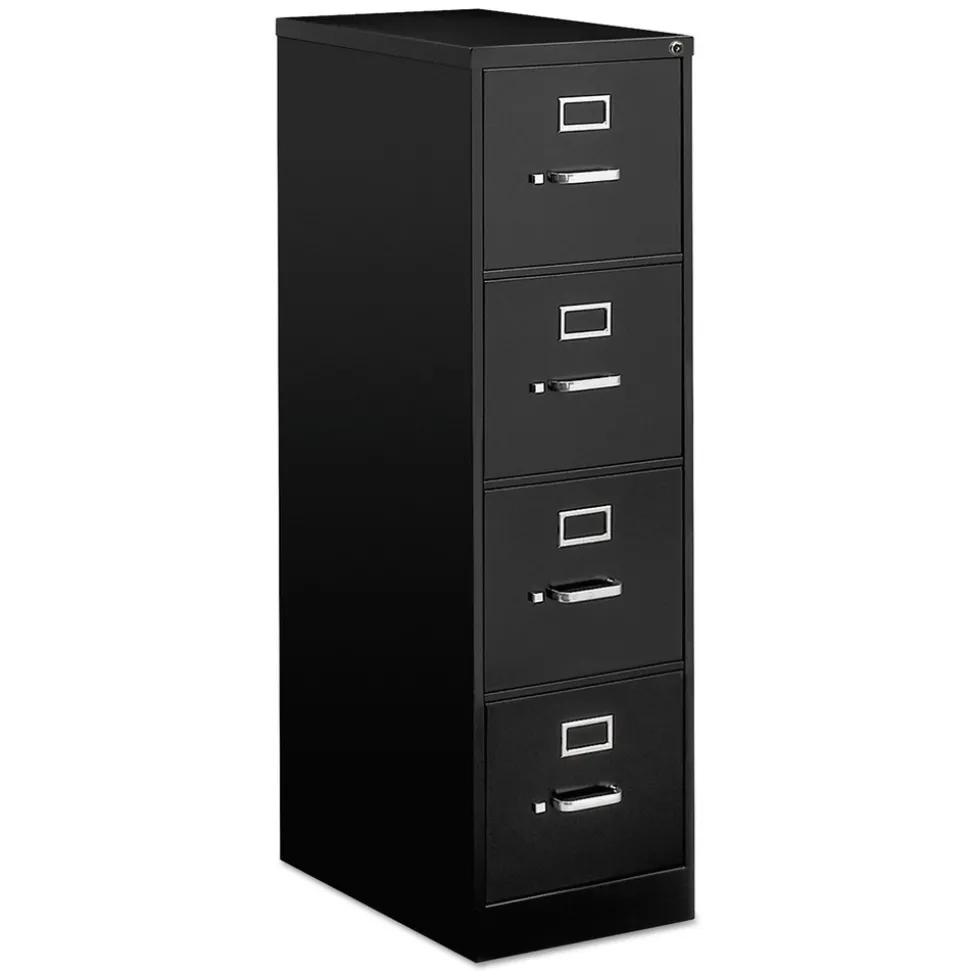 Alera 15 in. x 25 in. x 52 in. 4-Drawer Economy Vertical Letter File Cabinet - Black