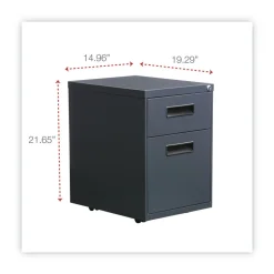 Alera 14.96 in. x 19.29 in. x 21.65 in. 2-Drawers: Box/File Legal/Letter Left or Right File Pedestal - Charcoal