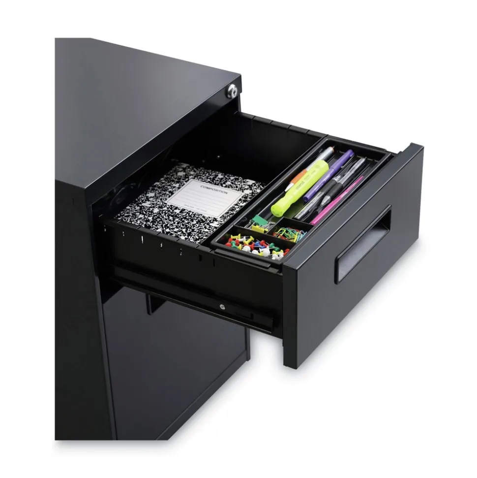 Alera 14.96 in. x 19.29 in. x 21.65 in. 2-Drawers: Box/File Legal/Letter Left or Right File Pedestal - Charcoal