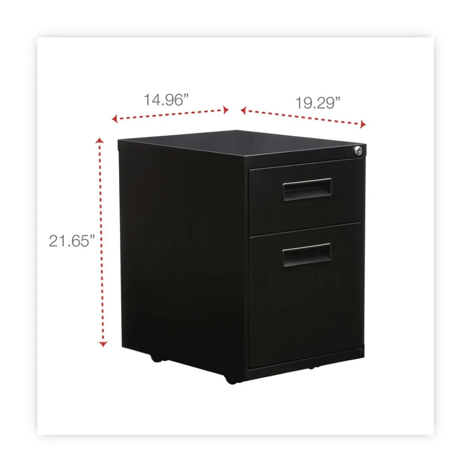 Alera 14.96 in. x 19.29 in. x 21.65 in. 2-Drawers: Box/File Legal/Letter Left or Right File Pedestal - Black