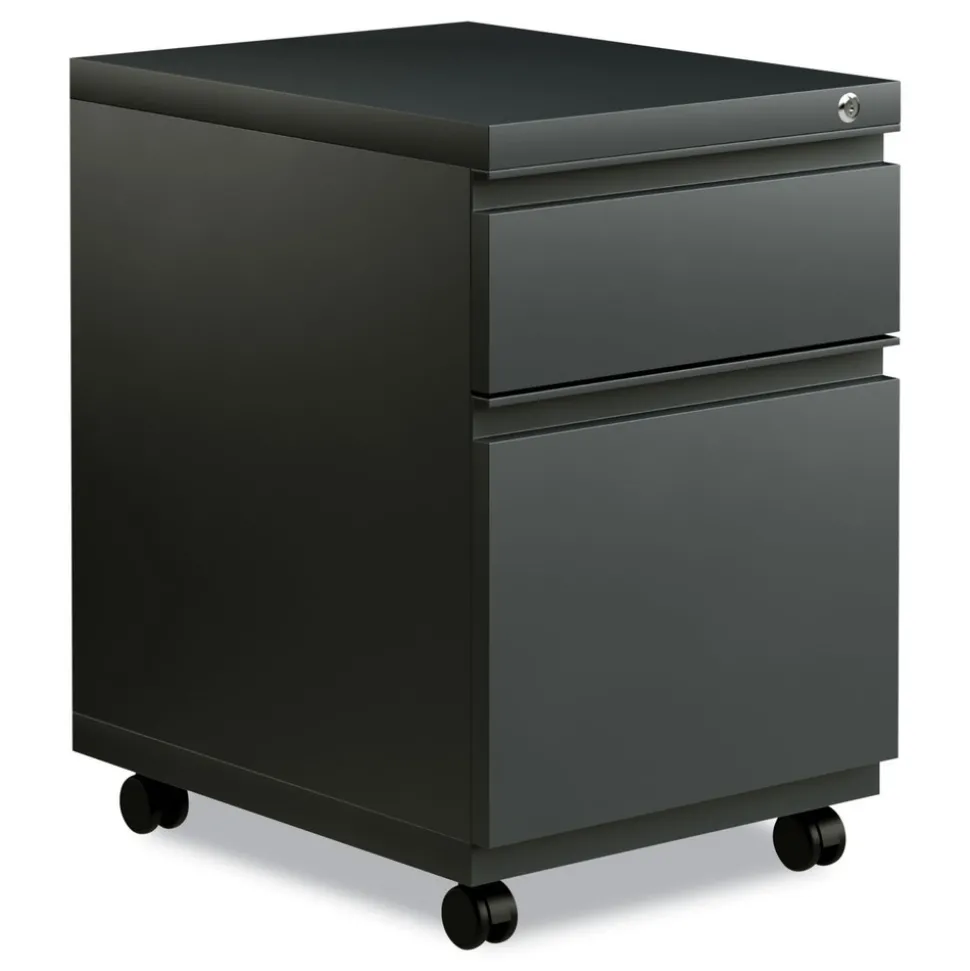 Alera 14.96 in. x 19.29 in. x 21.65 in. 2-Drawers: Box/File Legal/Letter Left or Right File Pedestal with Full-Length Pull - Charcoal
