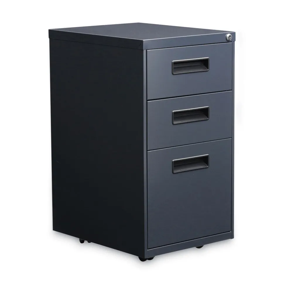 Alera 14.96 in. x 19.29 in. x 27.75 in. 3-Drawers: Box/Box/File Legal/Letter Left or Right File Pedestal - Charcoal