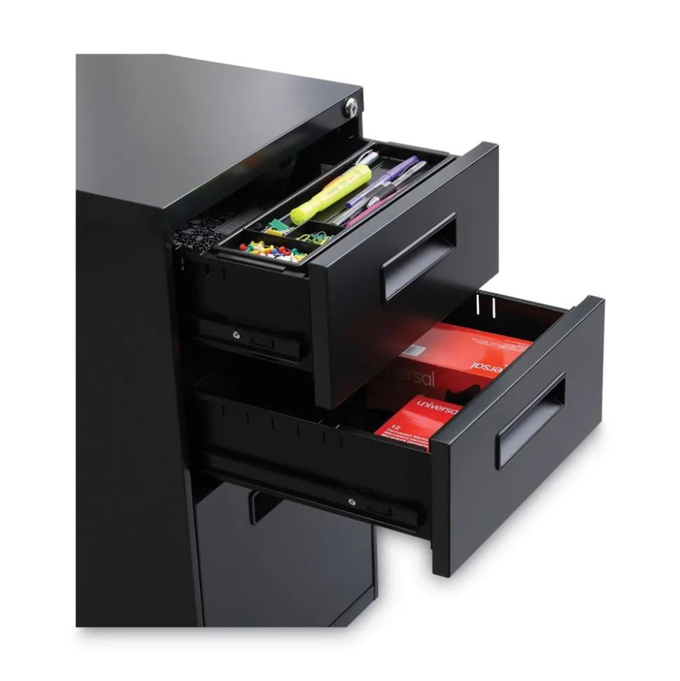 Alera 14.96 in. x 19.29 in. x 27.75 in. 3-Drawers: Box/Box/File Legal/Letter Left or Right File Pedestal - Charcoal