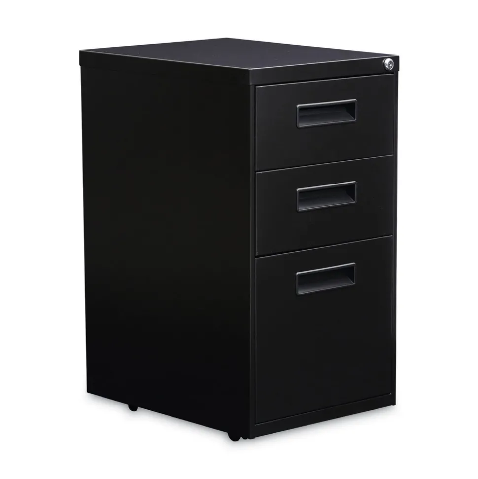 Alera 14.96 in. x 19.29 in. x 27.75 in. 3-Drawers: Box/Box/File Legal/Letter Left or Right File Pedestal - Black