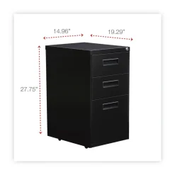 Alera 14.96 in. x 19.29 in. x 27.75 in. 3-Drawers: Box/Box/File Legal/Letter Left or Right File Pedestal - Black