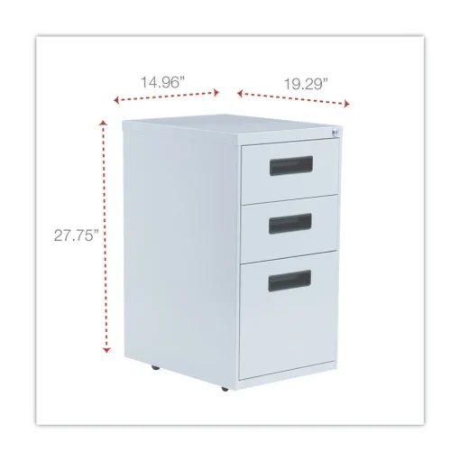 Alera 14.96 in. x 19.29 in. x 27.75 in. 3-Drawers: Box/Box/File Legal/Letter Left or Right File Pedestal - Light Gray