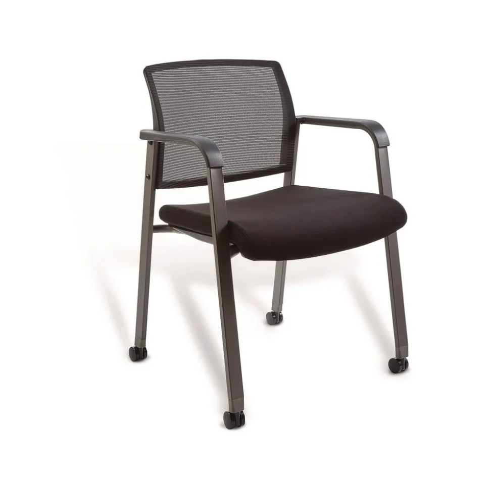 Alera 24.41 in. x 22.64 in. x 31.73 in. Elgar Fabric Guest Chair - Black Seat, Black Back, Black Base