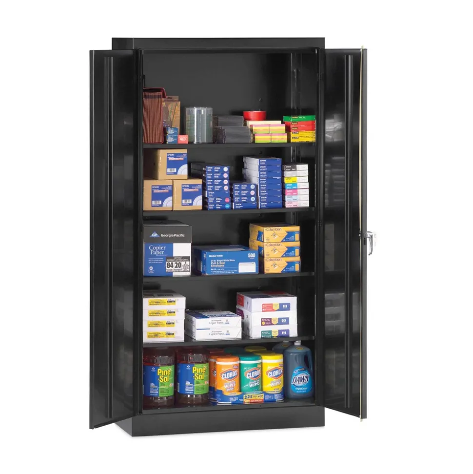Alera 36 in. x 18 in. x 72 in. Heavy-Duty Welded Storage Cabinet with 4 Adjustable Shelves - Black