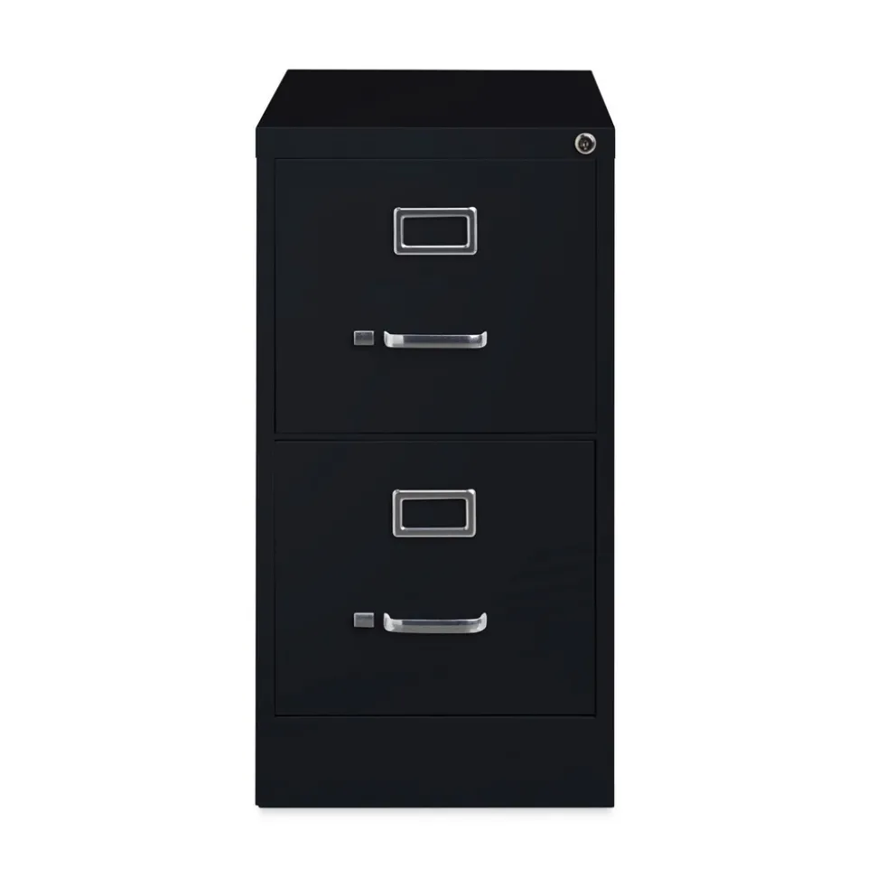 Alera 15 in. x 26.5 in. x 28.37 in. Letter-Size Two-Drawer Economy Vertical File - Black