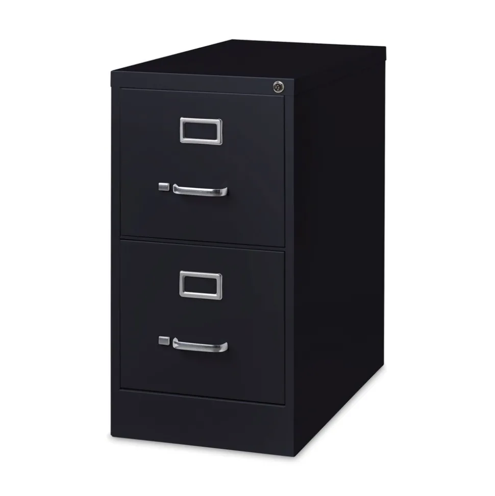 Alera 15 in. x 26.5 in. x 28.37 in. Letter-Size Two-Drawer Economy Vertical File - Black