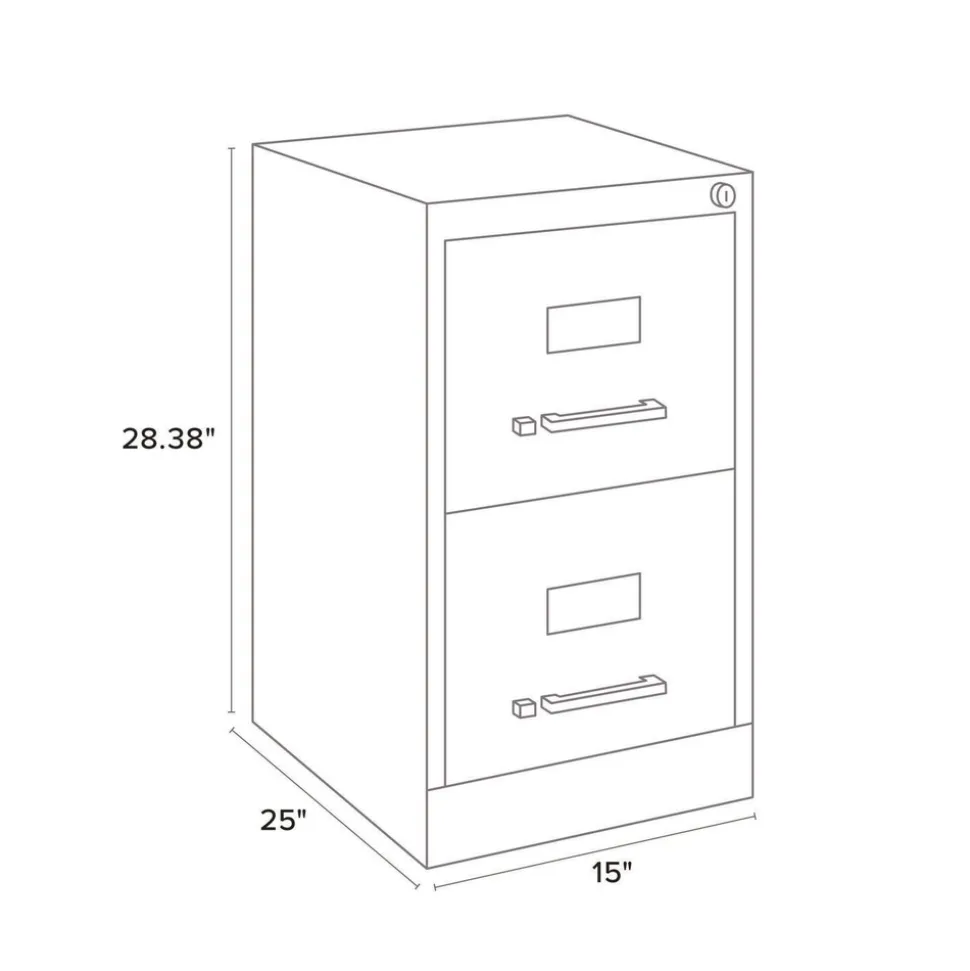 Alera 15 in. x 25 in. x 28.38 in. Letter-Size 2-Drawer Economy Vertical File - Light Gray