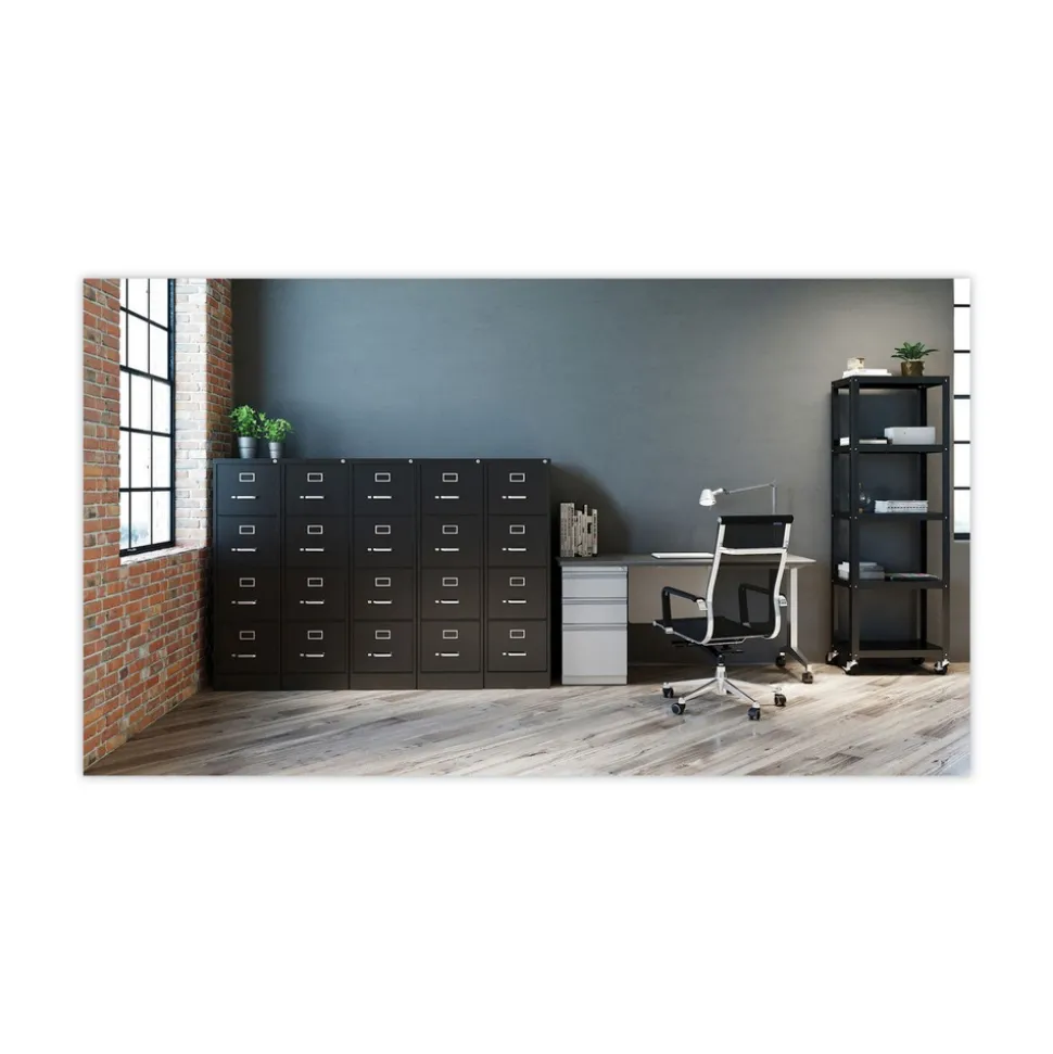 Alera 15 in. x 22 in. x 52 in. Letter-Size Four-Drawer Economy Vertical File - Black