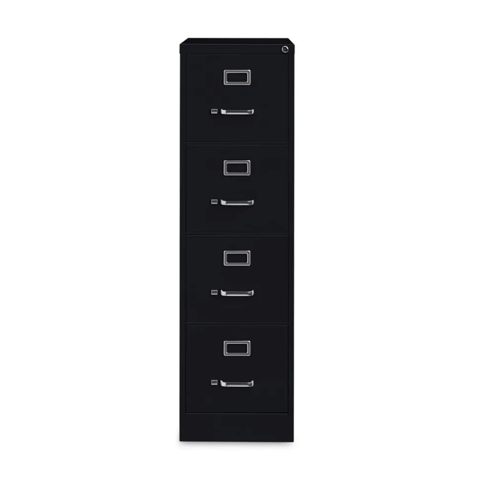 Alera 15 in. x 26.5 in. x 52 in. Letter-Size Four-Drawer Economy Vertical File - Black
