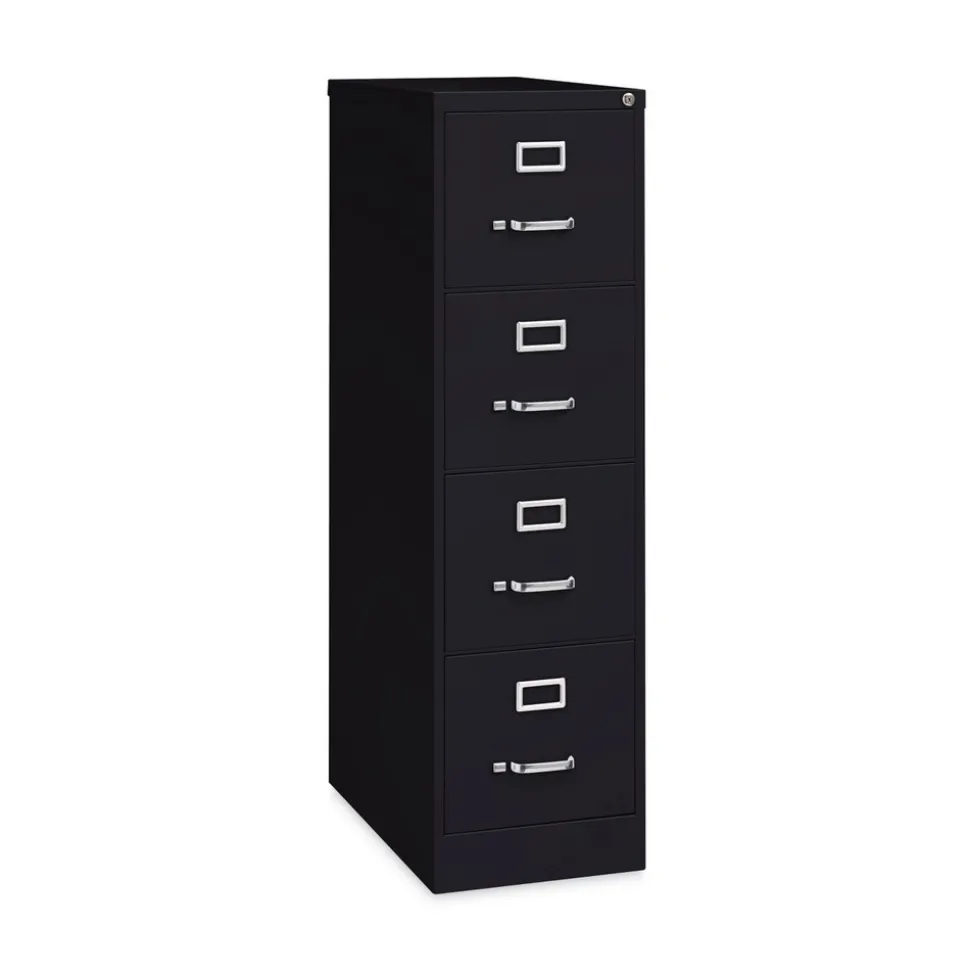Alera 15 in. x 26.5 in. x 52 in. Letter-Size Four-Drawer Economy Vertical File - Black