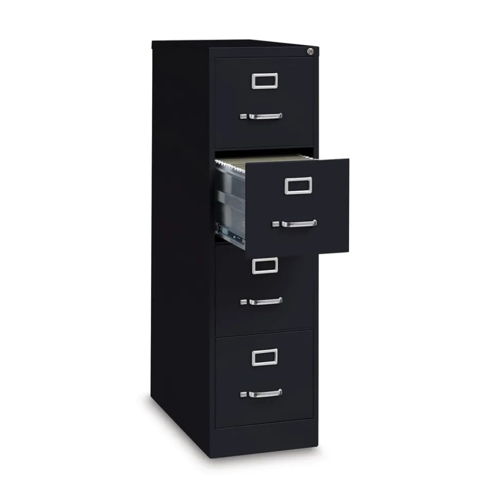 Alera 15 in. x 26.5 in. x 52 in. Letter-Size Four-Drawer Economy Vertical File - Black