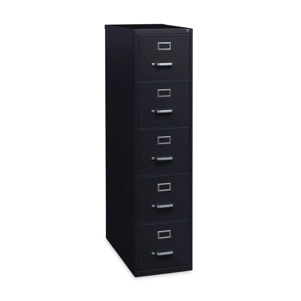 Alera 15 in. x 26.5 in. x 61.37 in. Letter-Size 5-Drawer Economy Vertical File - Black