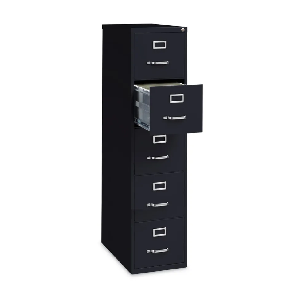 Alera 15 in. x 26.5 in. x 61.37 in. Letter-Size 5-Drawer Economy Vertical File - Black
