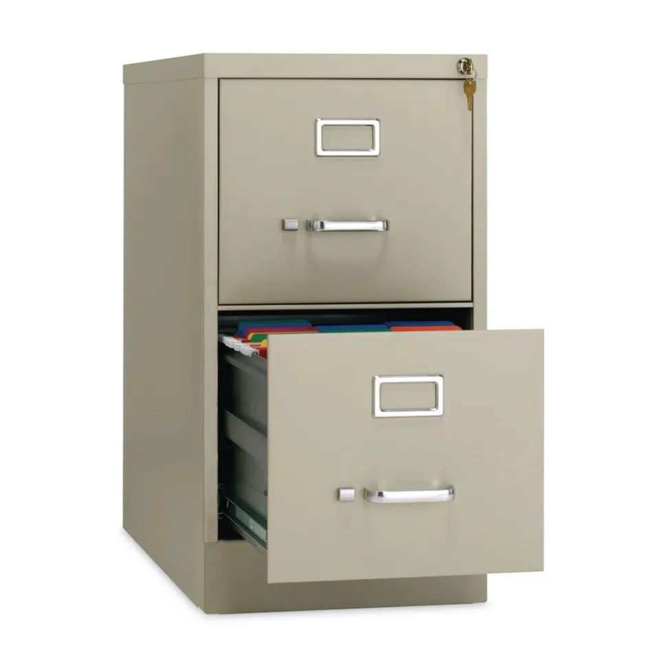 Alera 15 in. x 26.5 in. x 28.37 in. Letter-Size Two-Drawer Economy Vertical File - Putty