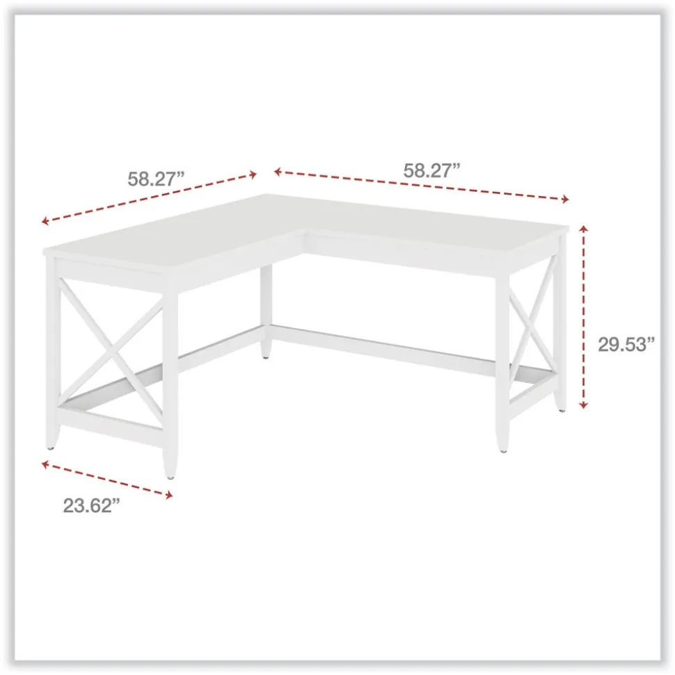 Alera 58.27 in. x 58.27 in. x 29.53 in. L-Shaped Farmhouse Desk - White