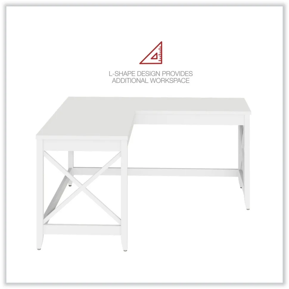 Alera 58.27 in. x 58.27 in. x 29.53 in. L-Shaped Farmhouse Desk - White