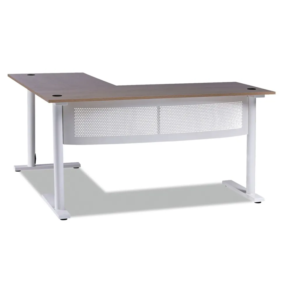 Alera 59.05 in. x 59.05 in. x 29.53 in. L-Shaped Writing Desk - Beigewood/White