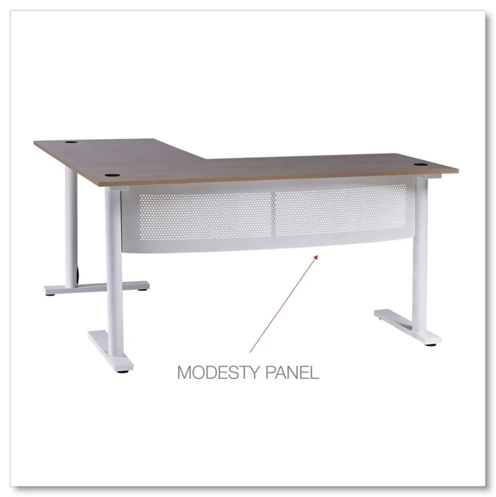 Alera 59.05 in. x 59.05 in. x 29.53 in. L-Shaped Writing Desk - Beigewood/White