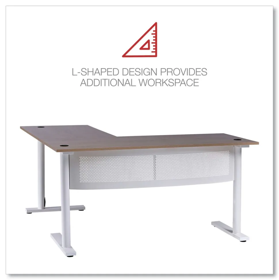 Alera 59.05 in. x 59.05 in. x 29.53 in. L-Shaped Writing Desk - Beigewood/White