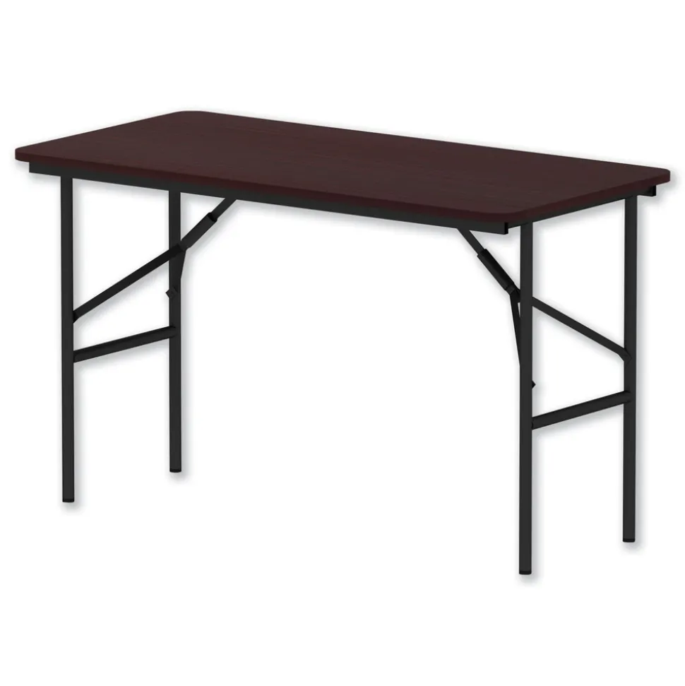 Alera 48 in. x 23.88 in. x 29 in. Rectangular Wood Folding Table - Mahogany