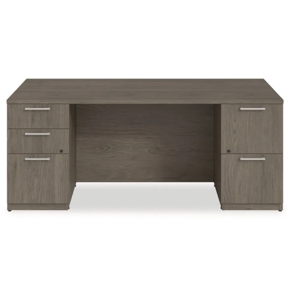 Alera 72 in. x 36 in. x 29 in. Seville Series Double Pedestal Desk - Walnut
