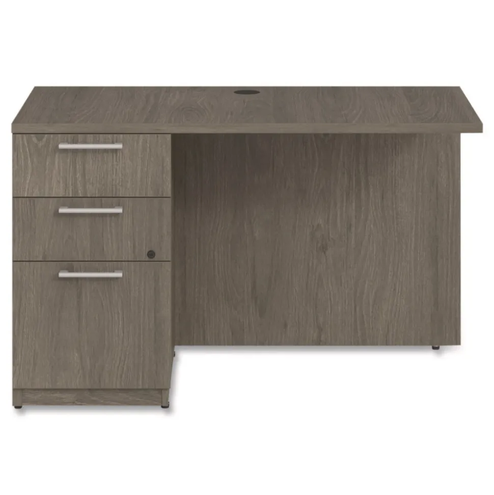 Alera 48 in. x 24 in. x 29 in. Seville Series Left Desk Return with Pedestal - Walnut