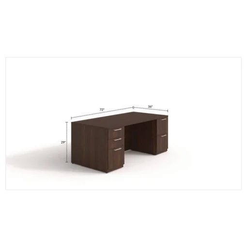 Alera 72 in. x 36 in. x 29 in. Seville Series Double Pedestal Desk - Mahogany