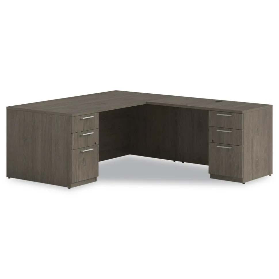 Alera 72 in. x 36 in. x 29 in. Seville Series Single Left Pedestal Desk - Walnut