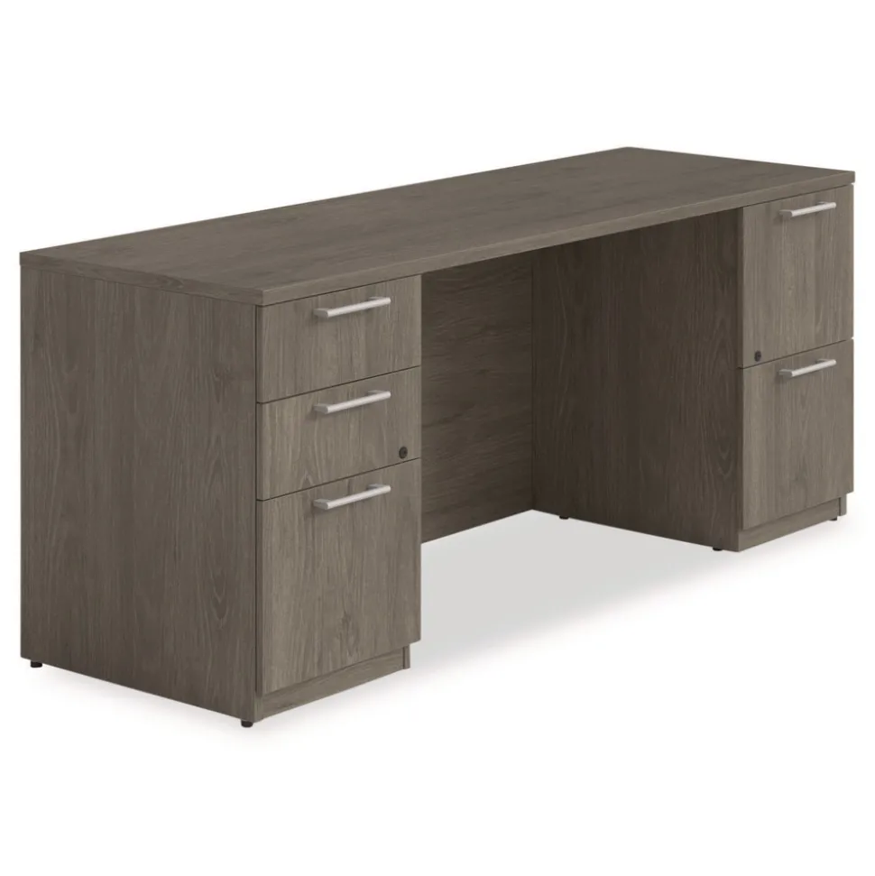 Alera 72 in. x 24 in. x 29 in. Seville Series Double Pedestal Credenza - Walnut