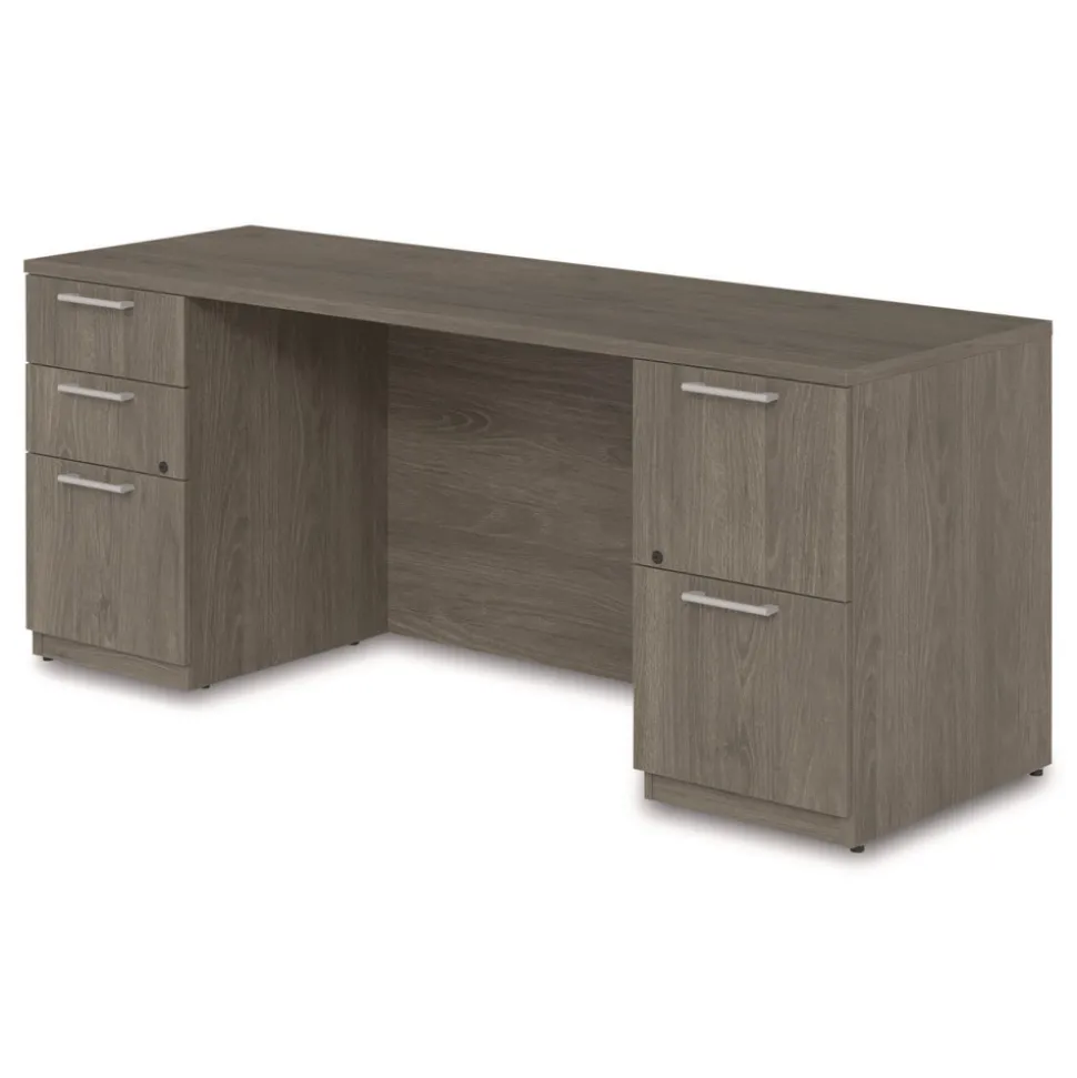 Alera 72 in. x 24 in. x 29 in. Seville Series Double Pedestal Credenza - Walnut