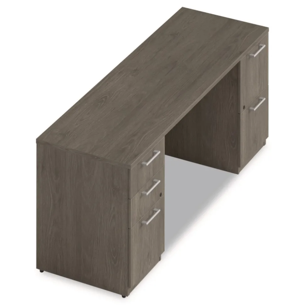 Alera 72 in. x 24 in. x 29 in. Seville Series Double Pedestal Credenza - Walnut