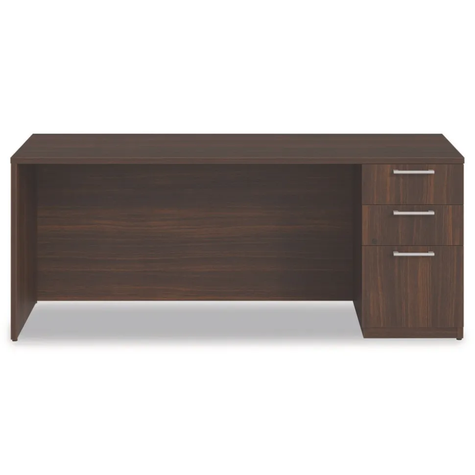 Alera 72 in. x 24 in. x 29 in. Seville Series Credenza with Right Pedestal - Mahogany