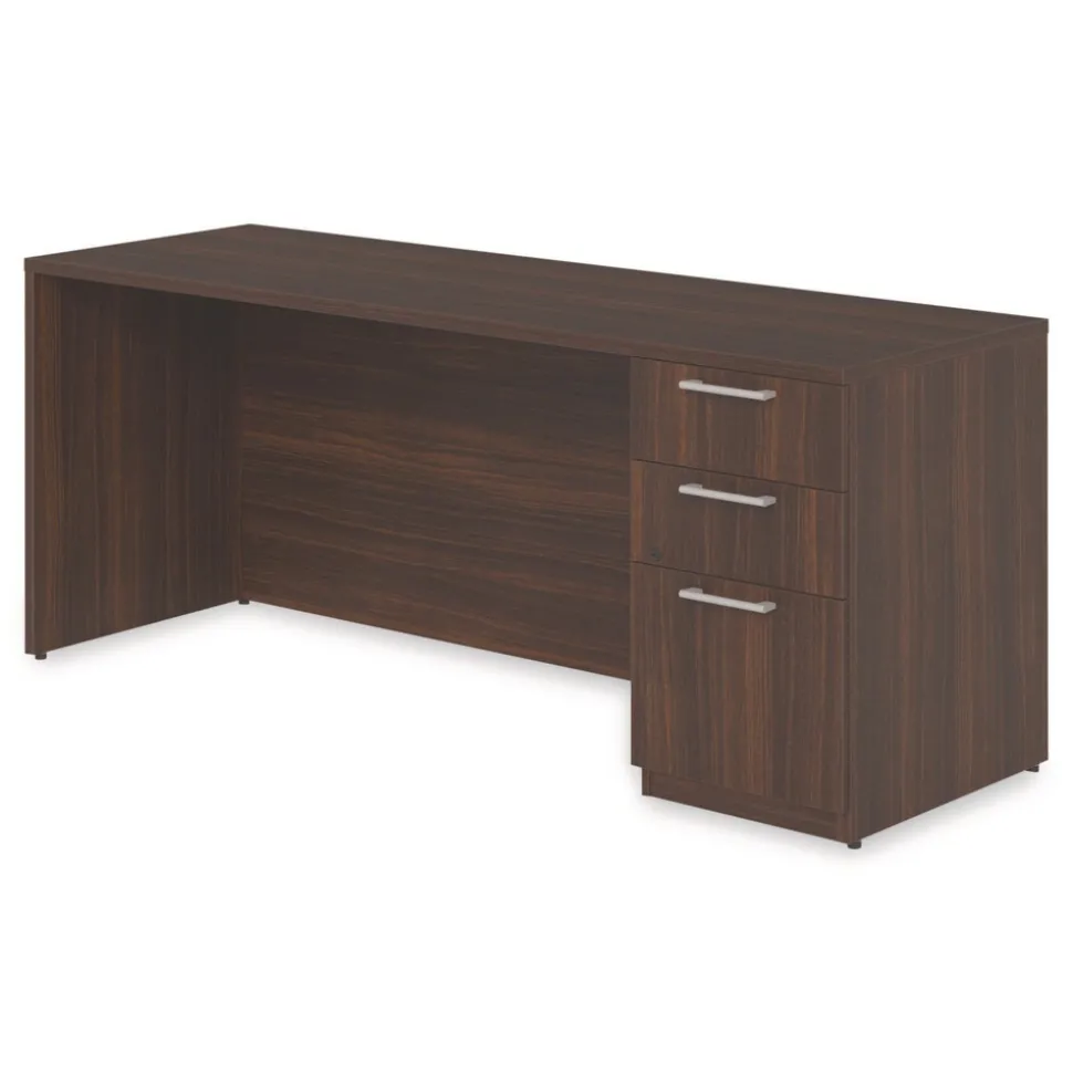 Alera 72 in. x 24 in. x 29 in. Seville Series Credenza with Right Pedestal - Mahogany