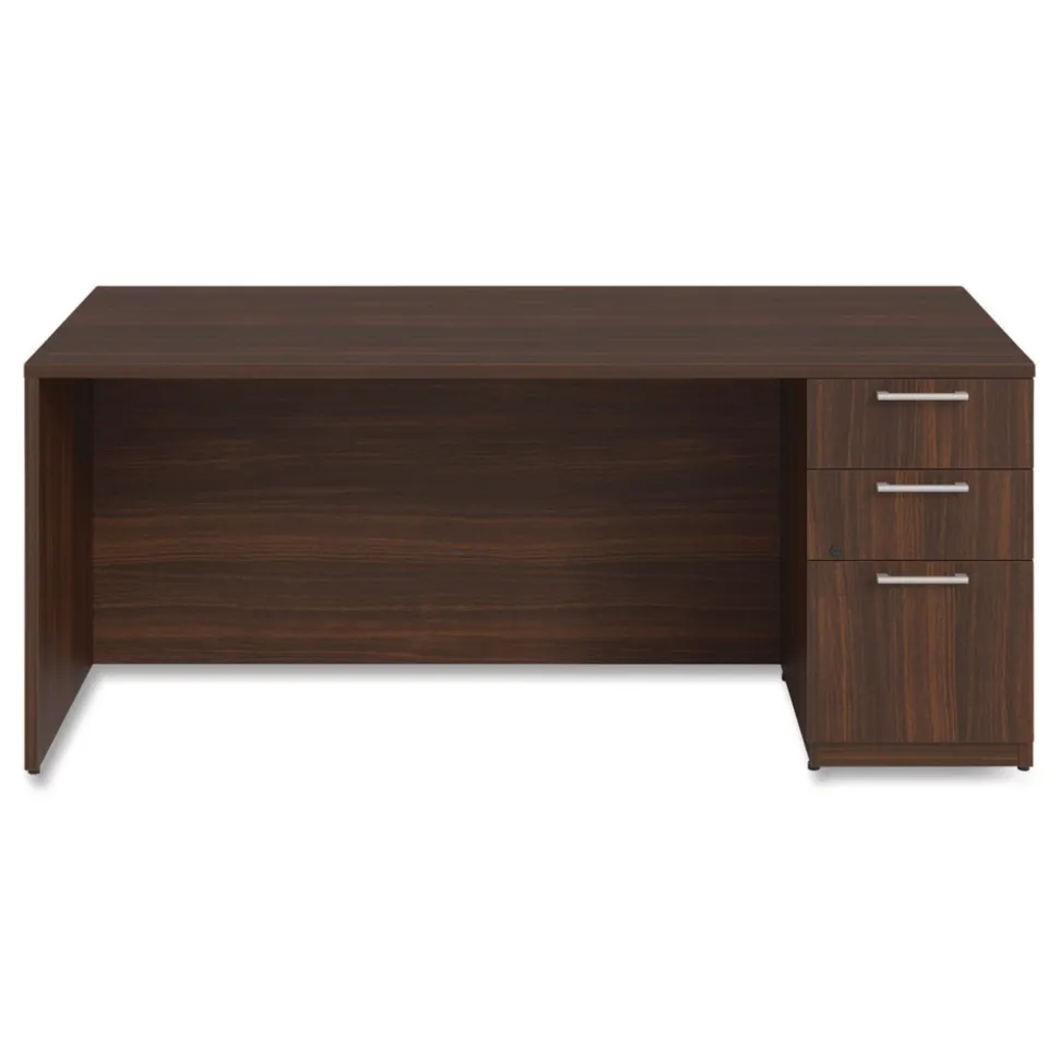 Alera 72 in. x 36 in. x 29 in. Seville Series Single Right Pedestal Desk - Mahogany